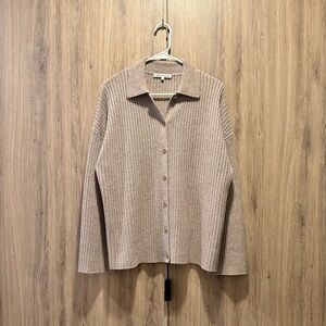 Reformation Fantino Beige Cashmere Collared Cardigan Size XS